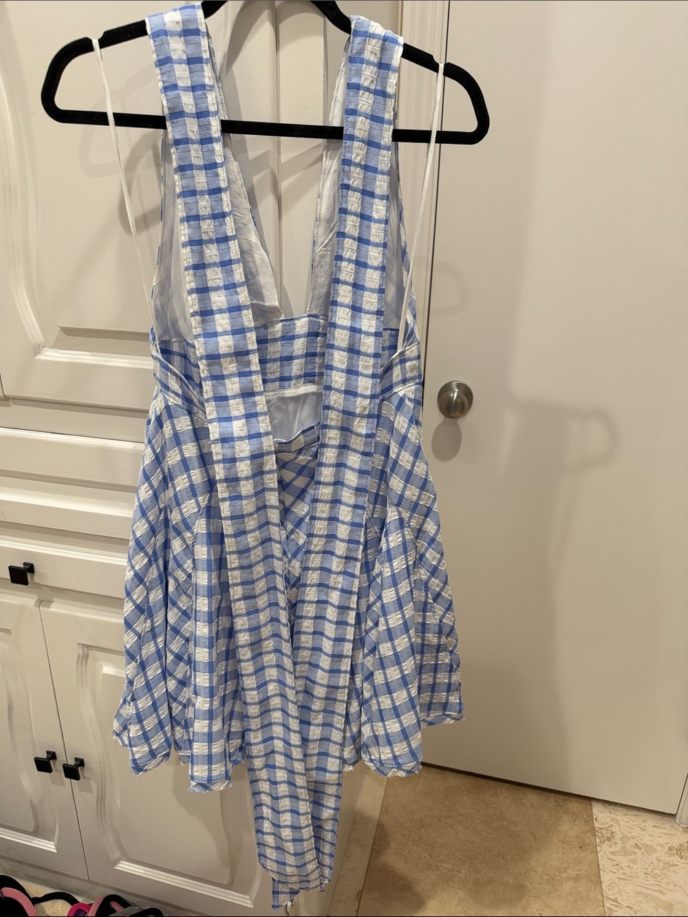 Free People Blue and White Gingham Mini Dress - Picture 3 of 3
